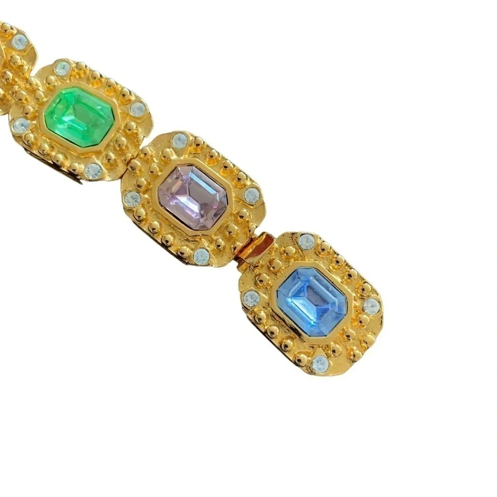KJL Kenneth Jay Lane Multi Color Cut Glass Crystal Bracelet - Picture 8 of 9